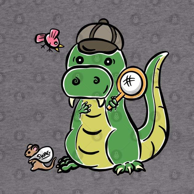 Detective Tyrannosaurus Dinosaur Dino Cartoon Cute Character by Squeeb Creative